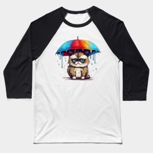 Cute anime kitty with a rainbow umbrella Baseball T-Shirt